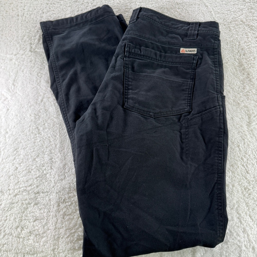 Livsn Pants Mens 34L tag 36x32‎ Black Trail Pant Roll Snap Hem Stretch Hiking